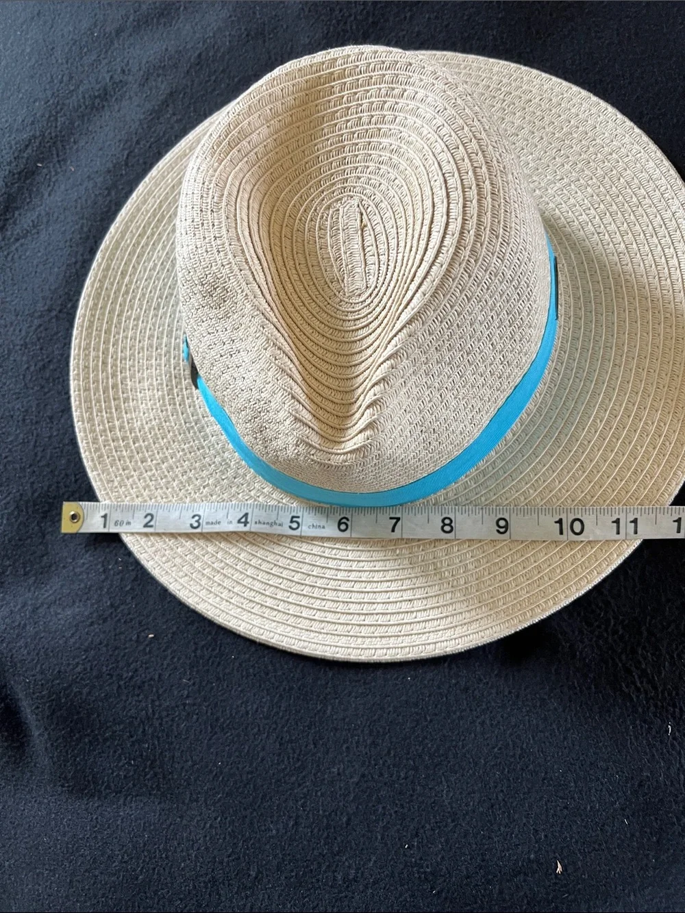 Panama Jack Beige Wide-brim Straw Hat with Turquoise Band